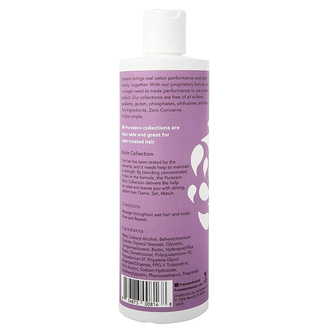 Purezero Biotin Shampoo & Conditioner Set - Anti Thinning Formula - Volumizing, Thicker, Fuller Hair - Zero Sulfates, Parabens, Dyes, Gluten - 100% Vegan & Cruelty Free (12 Fl Oz (Pack of 2))