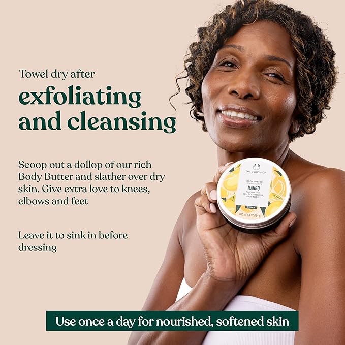 The Body Shop Mango Body Butter – Nourishing & Moisturizing Skincare for Normal Skin – Vegan – 6.4 oz