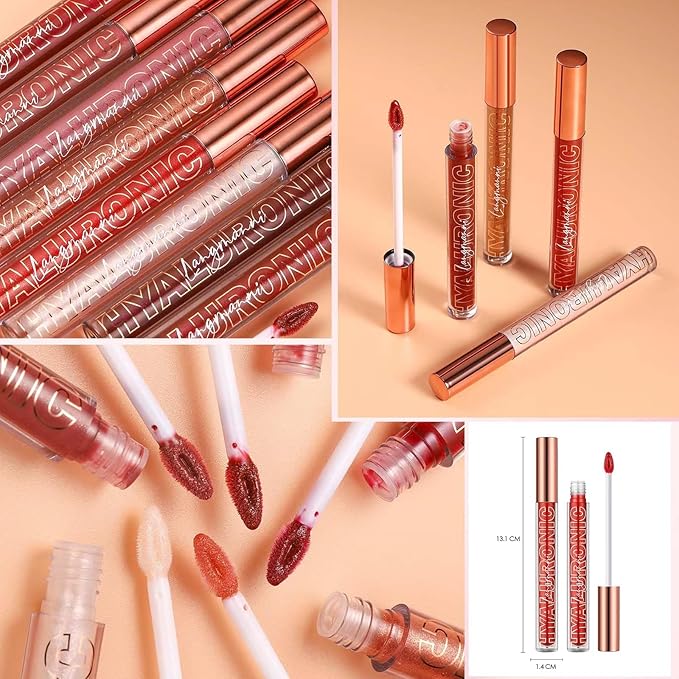 Cherry Red Lip Gloss Lipstick Lip Plumper Gloss Tinted Glitter Lipgloss Moisturizing Lip Balm Lip Oil High Shine And Vegan Plumping Lip Gloss For Women Girls Long-Lasting Dry Lip Care (06#)