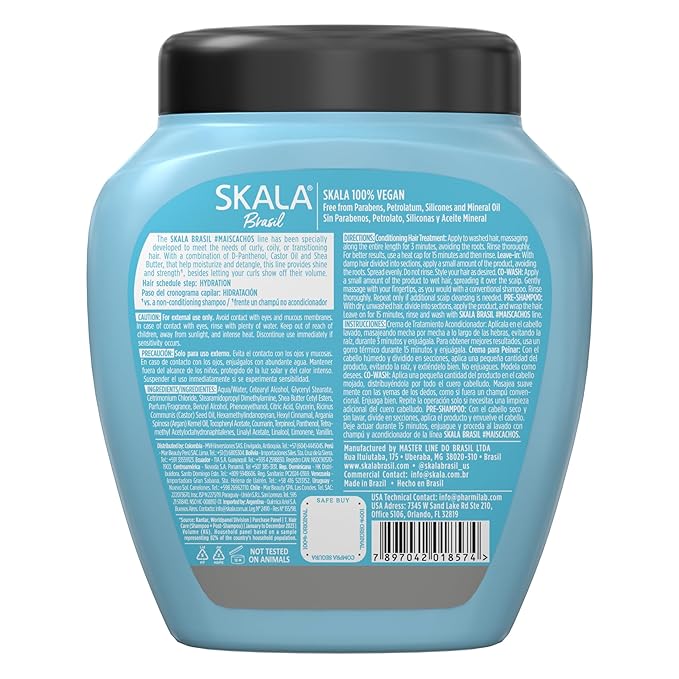 SKALA Mais Cachos Hair Type 3ABC - Eliminate Anti Frizz, For Curly Hair -2 in 1 Conditioning Treatment Cream and Cream To Comb 100% VEGAN 35.2 Oz (1 Pack)
