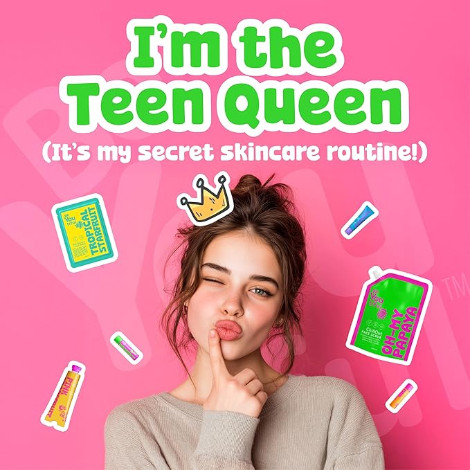 BeYoutiful 3 Step Teen Skin Care Kit, Easter Gifts for Kids, Face Wash Scrub Moisturizer Lotion, Skincare Gift Set for Tweens Kids in Trendy Pouches, Vegan, Easter Basket Stuffers