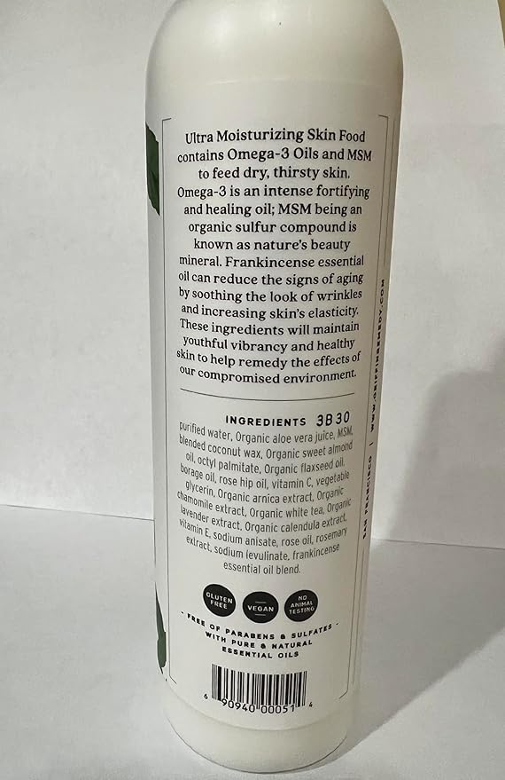 Griffin Remedy Omega-3 Body Lotion-Frankincense Essential Oils and Organic MSM, Ultra Moisturizing, All Natural, Paraben Free, Sulfate Free 8 fl oz