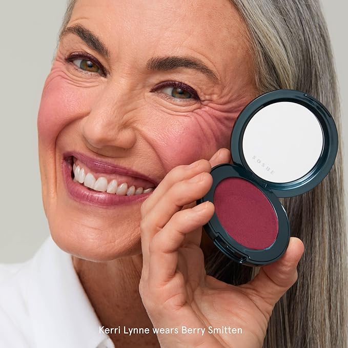 SOSHE Beauty - Blurring Pillow Blush Refill | Featherlight, Cream to Powder Formula | Squalane, Cucumber Seed Extract, Ashwagandha Root | Vegan, Clean, Cruelty-Free (Berry Smitten, Rich Plum)