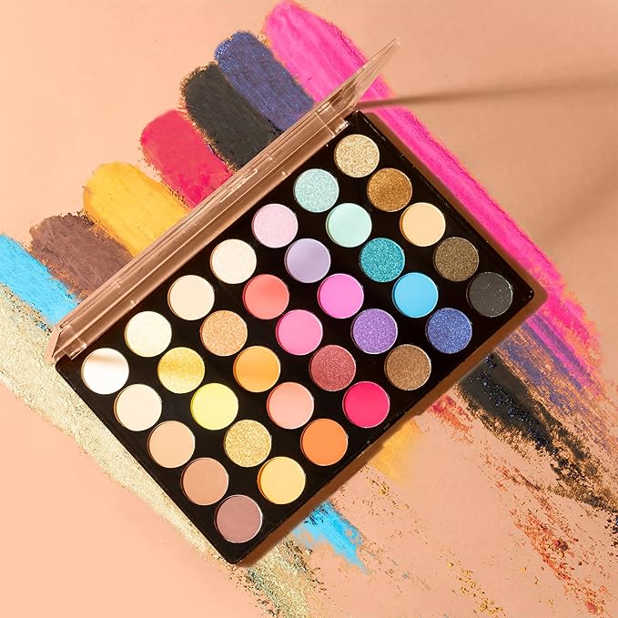 Profusion Cosmetics 35 Shade Eyeshadow Palette – Ultra-Pigmented Powder in Bright, Vibrant Colors for Stunning Eye Looks, Skin-Friendly, Vegan & Cruelty-Free Makeup (Festival)