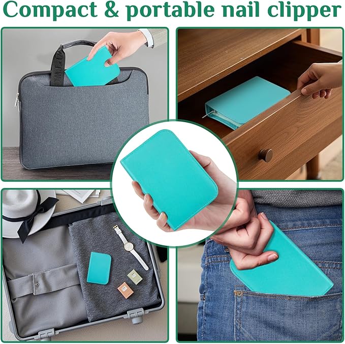 Travel Manicure Set 26-Piece, Portable Nail Clippers Kit with PU Case, Carbon Steel Clippers, 410 Stainless Steel Grooming Tools, Hand Foot Facial Care for Luggage Backpack(Green)