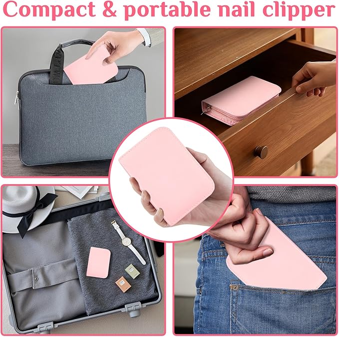 26-Piece Professional Manicure Set,Features Stainless Steel Tools, Carbon Steel Clippers & Travel Case for Women's Home and Travel Grooming,Luxury Nail Care Gift for Her(Pink)