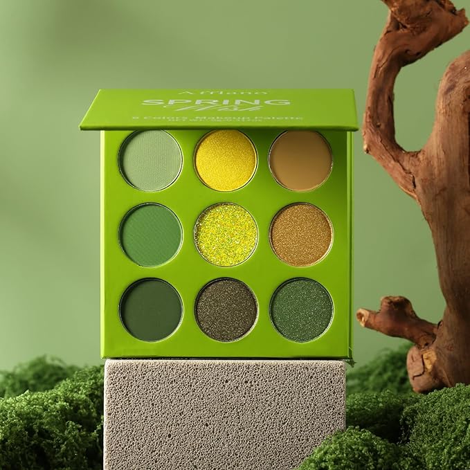Green Brown Eyeshadow Palette, High Pigmented Matte Shimmer Forest Green Earth Neutral Eyeshadow for Natural Look, Bright Long Lasting Yellow Glitter Warm Eye Shadow Pallet for Older Women, Blendable
