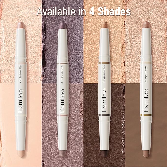 exmiloo Cream Eyeshadow Stick - 2-in-1 Dual-Ended Shimmer Eye Shadow Stick - Long Lasting, Crease-Proof, Waterproof, Smudge-proof (Lavender Dusk)
