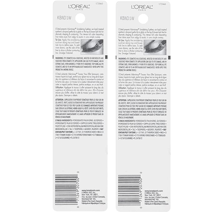 L'Oreal Paris Voluminous Smoldering Eyeliner, Black, 0.056 Oz, 2 Count