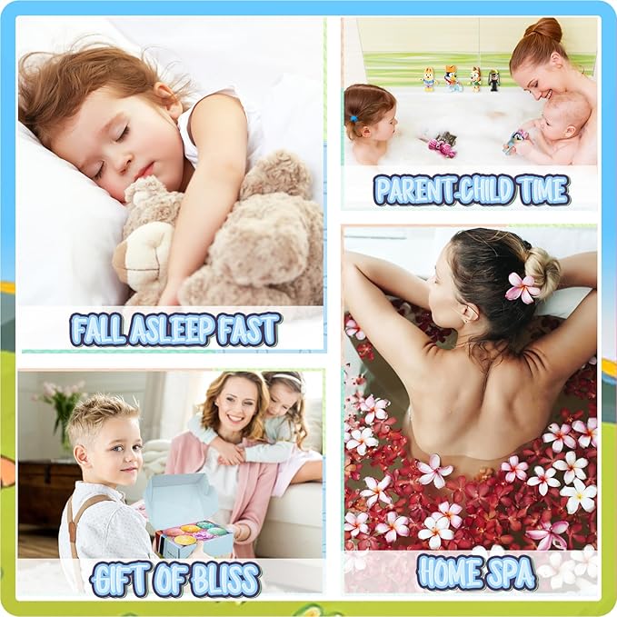 Bath Bombs for Kids: XXL Bath Bombs with Surprise Inside, Organic Bath Bombs Rich in Natural Essential Oils, Kids Bath Gift Set for Dry Skin Moisturize, Easter Basket Stuffers for Kids (6 Pcs)