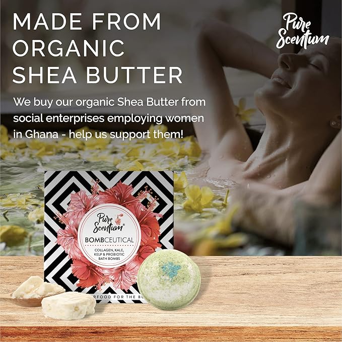 Bombceutical - Bath Bombs for Women - Soothes Acne, Dermatitis, and Eczema - Relaxing Bath Bomb Gift Set for Women with Kale, Kelp, Collagen, and Probiotic to Nourish The Skin