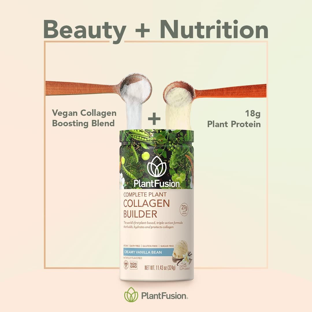 Vegan Collagen Powder - Plant Based Collagen Protein Powder for Muscle & Joints, Hair, Skin & Nails - Keto, Gluten Free, Soy Free, Non-Dairy, No Sugar, Non-Gmo - Vanilla 11.43 Oz