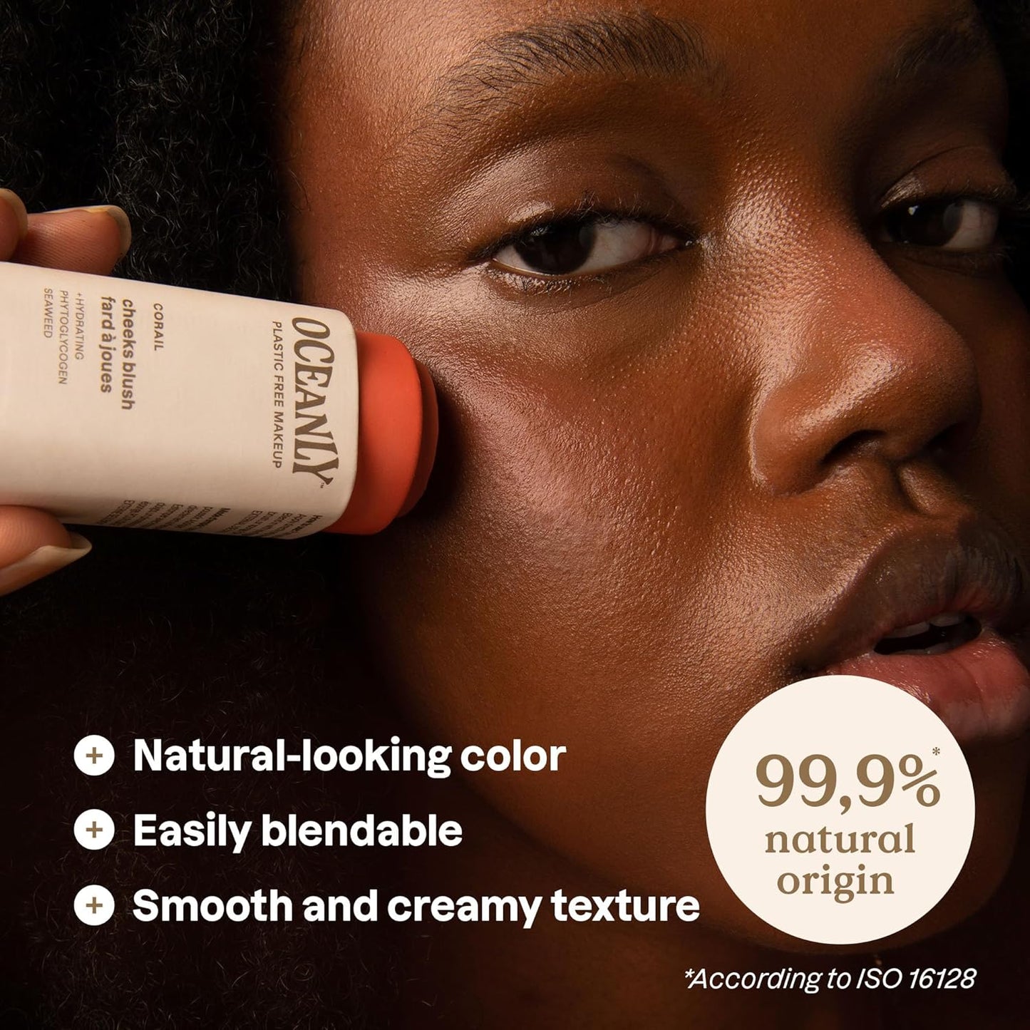 Oceanly Plastic-Free Lightweight Blush Stick, Titanium Dioxide-Free, EWG Verified, Vegan & Cruelty-Free Makeup, Corail, 0.3 Ounces