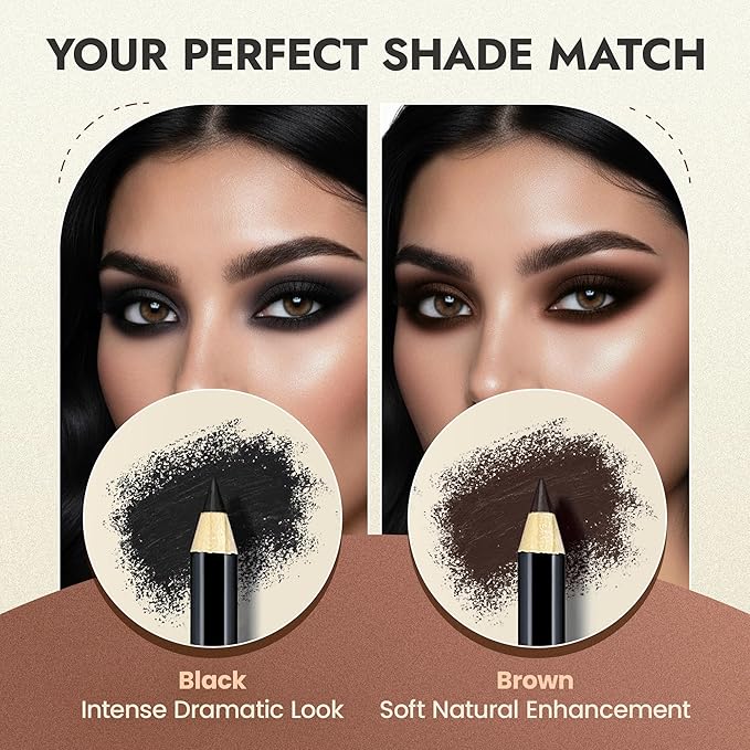 BaeBlu Natural Eyeliner Pencil, Brown (Pack of 2) - Hypoallergenic, Water & Smudge Proof Eyeliner for Sharp Lines and Defined Eyes - Long-Lasting & Organic with Jojoba & Castor Oil for Sensitive Eyes