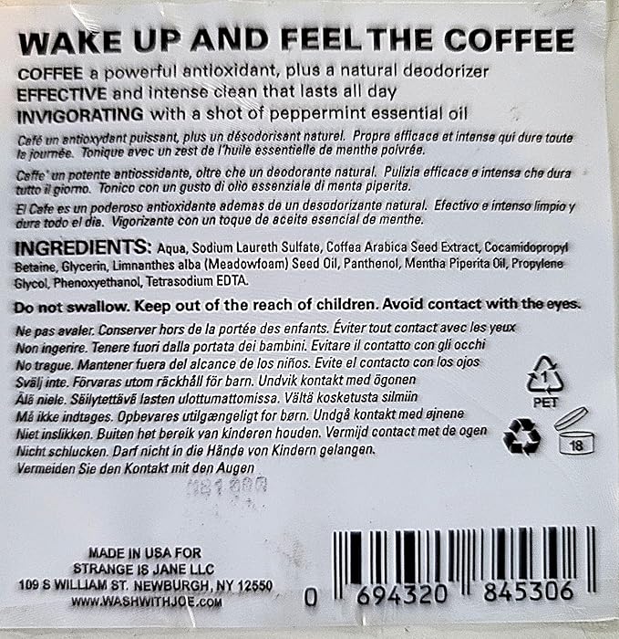 CoffeeMint - Coffee and Peppermint Body Wash for Women & Men - Vegan Body Wash, Paraben Free Body wash, Cruelty Free body Wash, (16 oz) - by Wash with Joe