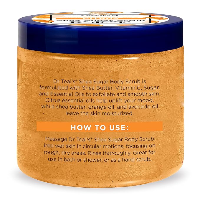 Dr Teal's Shea Sugar Scrub Trial Pack, Rose, Shea Butter, Citrus 19 oz (Pack of 3)