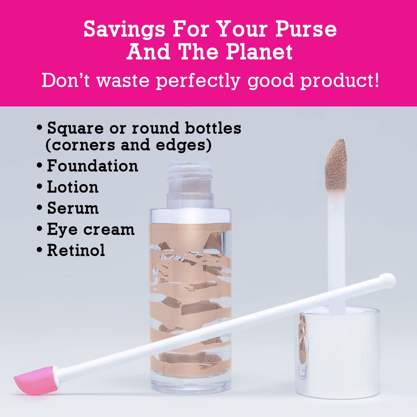 Last Drop Mini Makeup Spatula (6 Inch Pink) Shark Tank Mom Made Scrapes Foundation, Lotion, Cosmetics, Beauty Products, Perfect Gifts for Women, Teen, Grandma, Stocking Stuffers under 6 Dollars