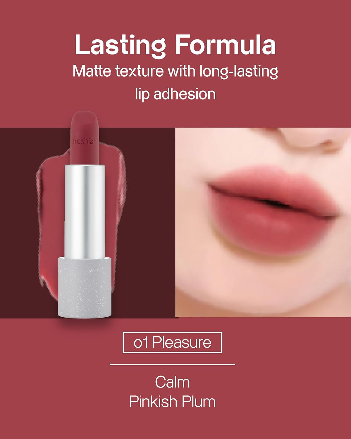 Sensual Vegan Lipstick Blur (01 Pleasure, 0.12Oz) - Long-Lasting Formula, Lightweight Matte Lipstick, Korean Makeup. Shea Cocoa Butter, Vegan.