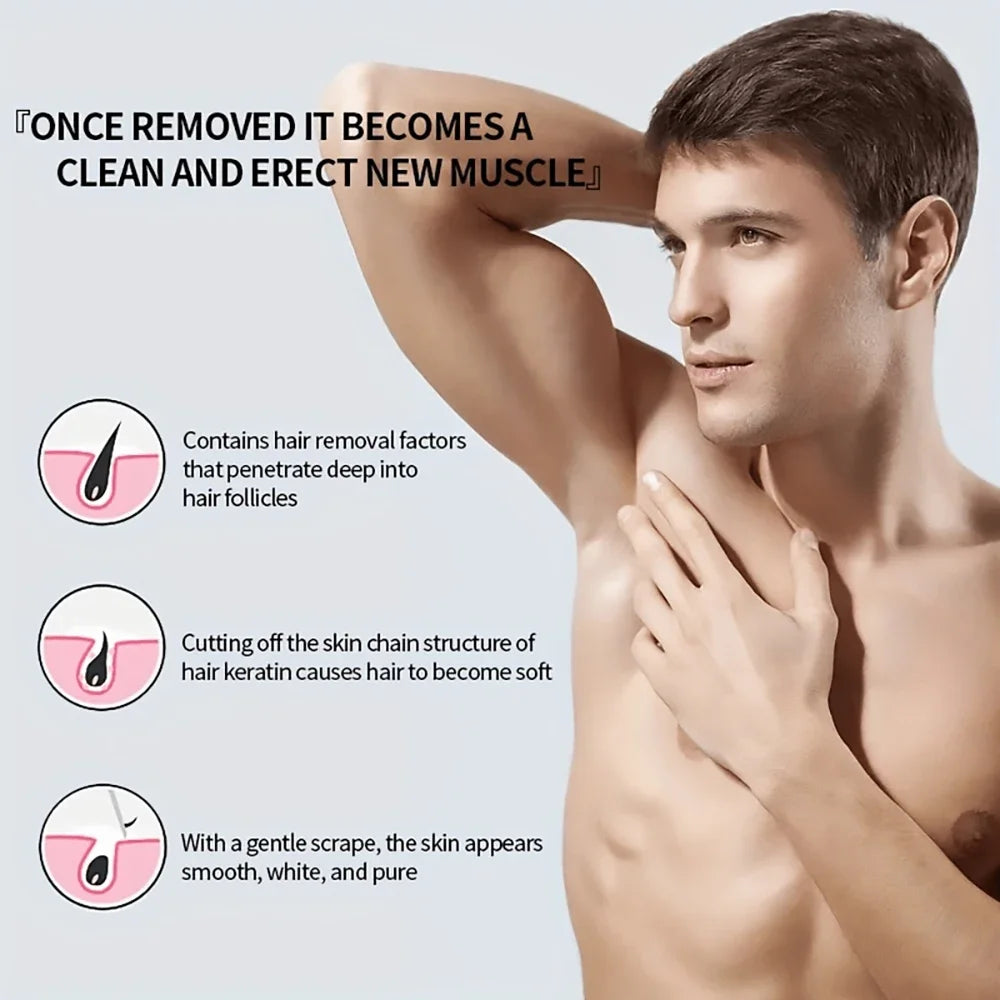 Fast Hair Removal Cream Private for Men Painless Flawless Removal Depilatory Coarse Male Body Arm Armpit Leg Hair Repair Care