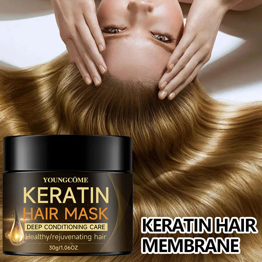 Keratin Hair Mask Repair Damaged Hair Restore Shine Hair Mask Moisturizer Conditioner Soft Smooth Frizz Damaged Hair Care