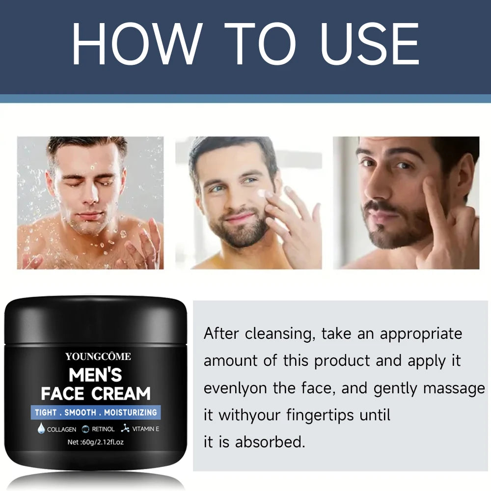 Men'S Collagen Moisturizing Cream with Retinol and Vitamins, Refreshing and Hydrating,Anti-Wrinkle Aging Moisturizing Cream