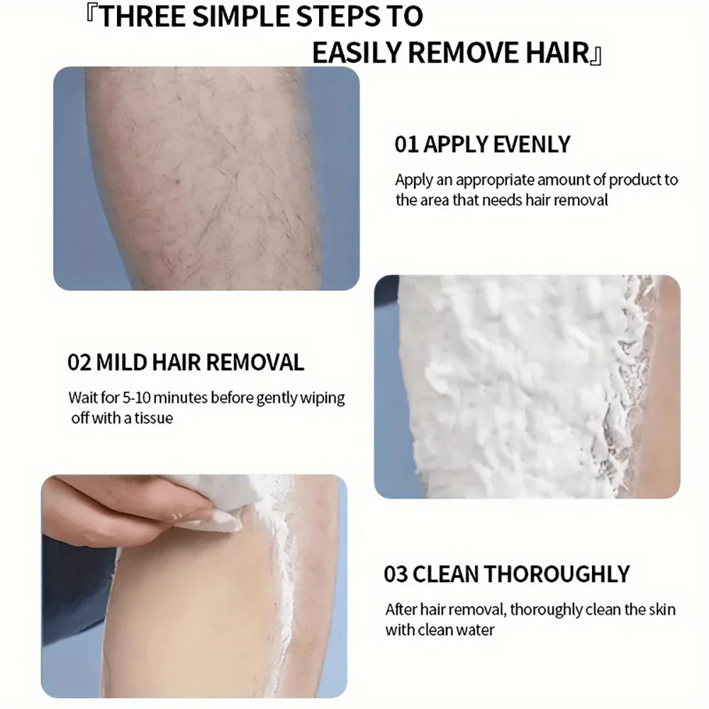 Fast Hair Removal Cream Private for Men Painless Flawless Removal Depilatory Coarse Male Body Arm Armpit Leg Hair Repair Care
