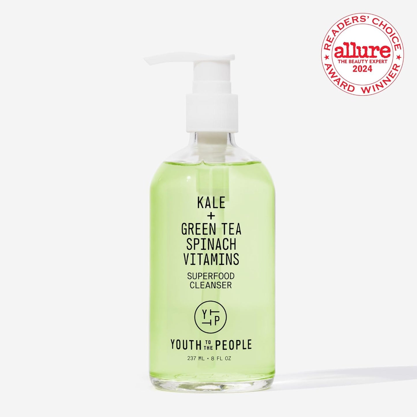 Superfood Facial Cleanser - Kale + Green Tea Daily Face Wash, Gentle Makeup Remover, with Antioxidants for Glowing Skin & Less Visible Pores, Award-Winning, Refillable Packaging