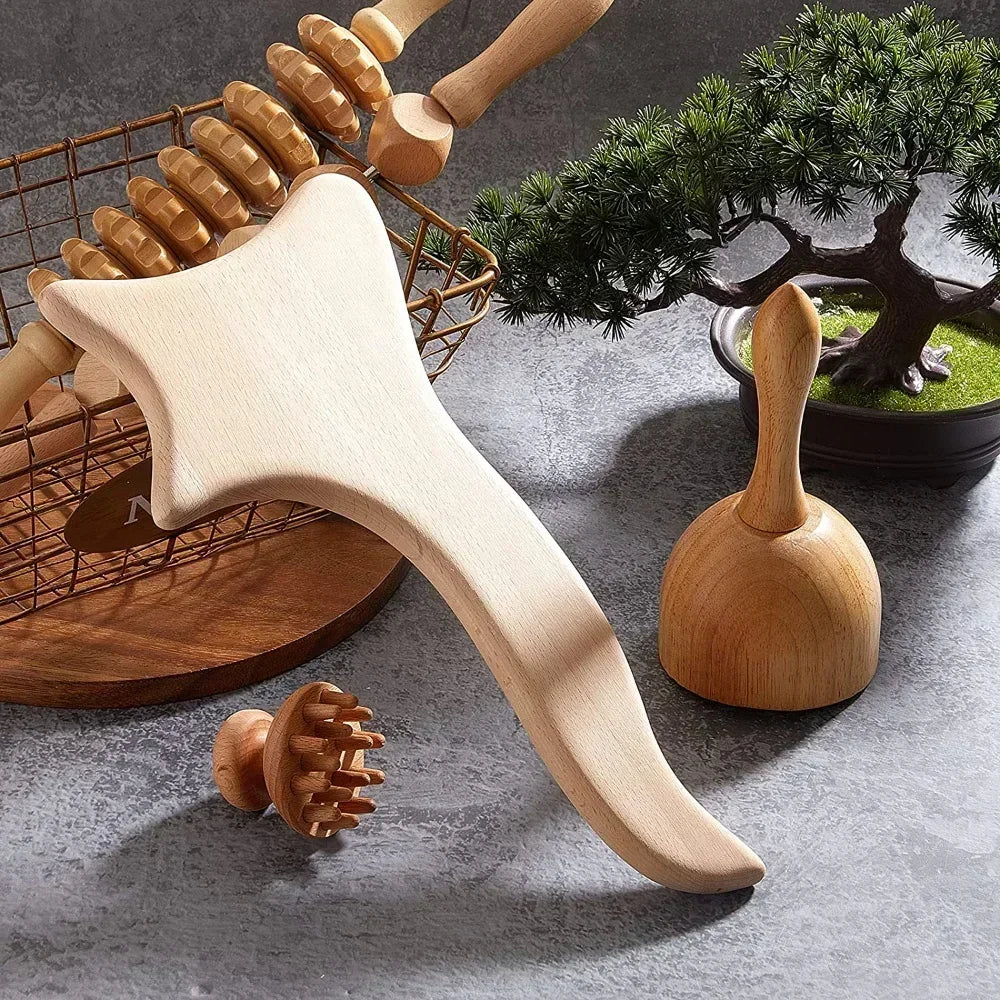 Wooden Massage Tools Wood Lymphatic Drainage Massager anti Cellulite Body Shaping Tools for Beauty, Gua Sha, Sore Muscle Relief