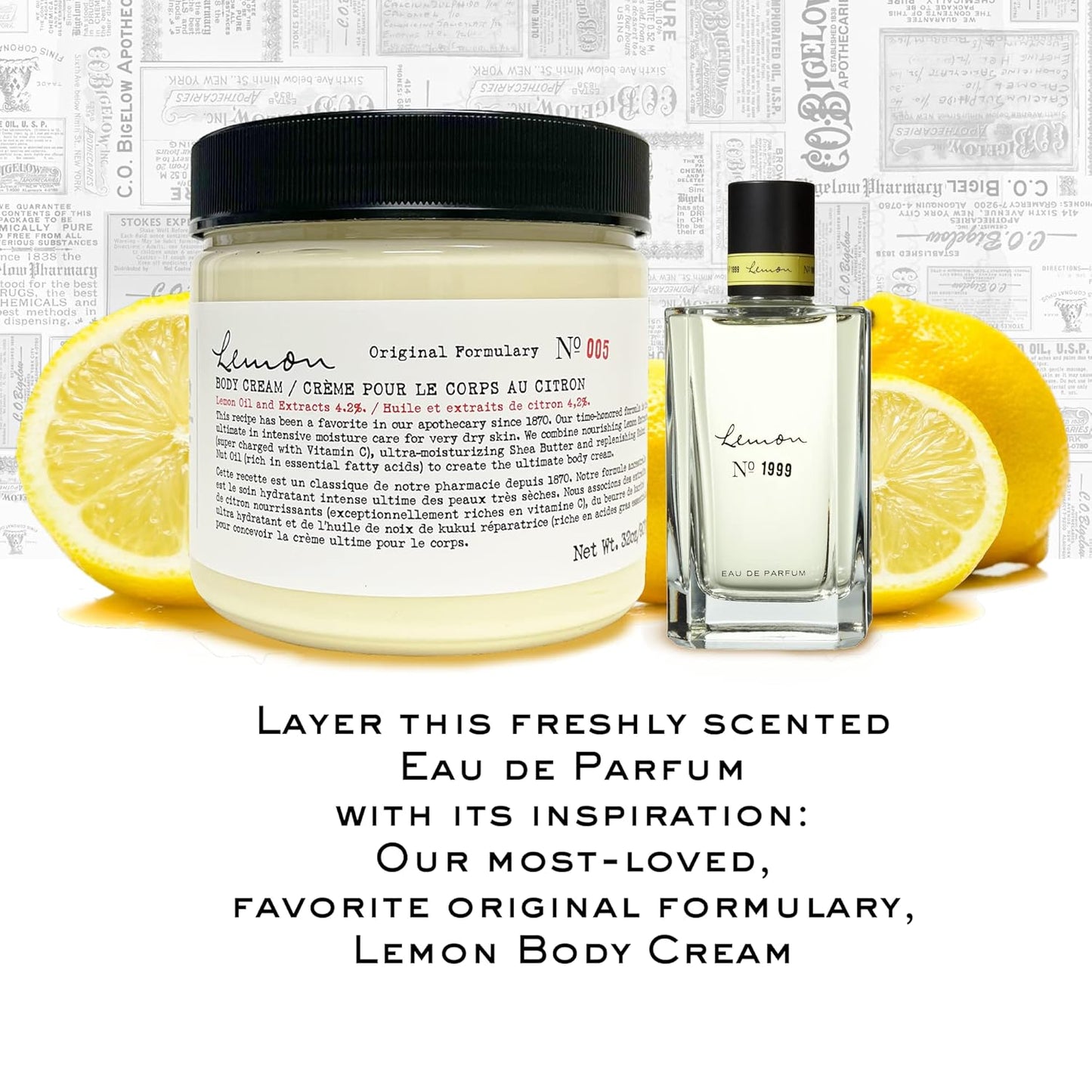 C.O. Bigelow Lemon Eau De Parfum No.1999, Lemon Perfume with Citrus & White Musk, 3.4 Fl Oz., Vegan & Paraben Free Perfumes