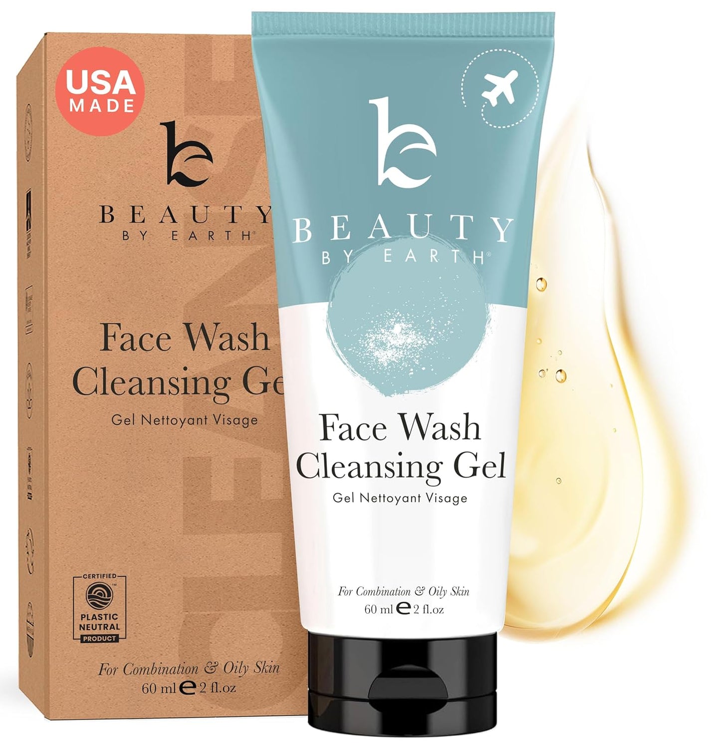 Clean Face Wash - USA Made with Organic & Natural Ingredients, Non-Toxic Facial Cleanser
