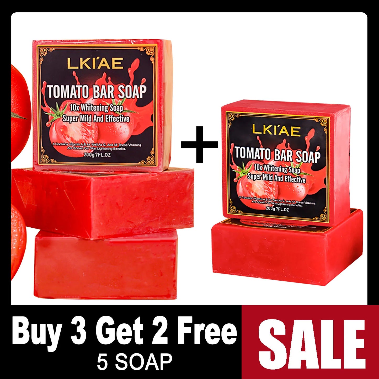 Organic Tomato Soap Bar, Lightening Skin, Deeply Clean, Exfoliate, Remove Dark Spots, Moisturizing, for Face and Body