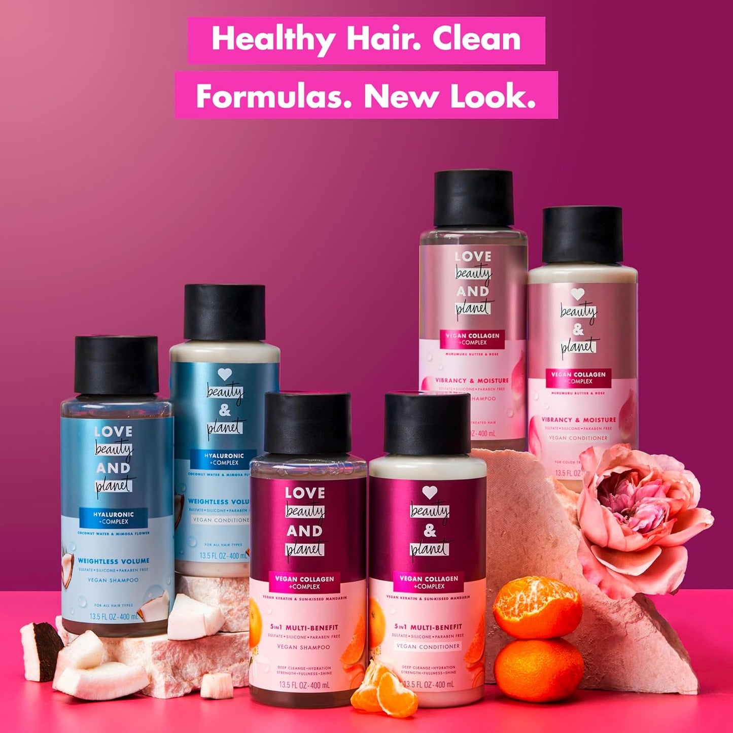 5-In-1 Multi-Benefit Shampoo Vegan Keratin Collagen & Sun-Kissed Mandarin for a Deep Cleanse, Hydration, Strength, Fullness & Shine, 13.5 Oz