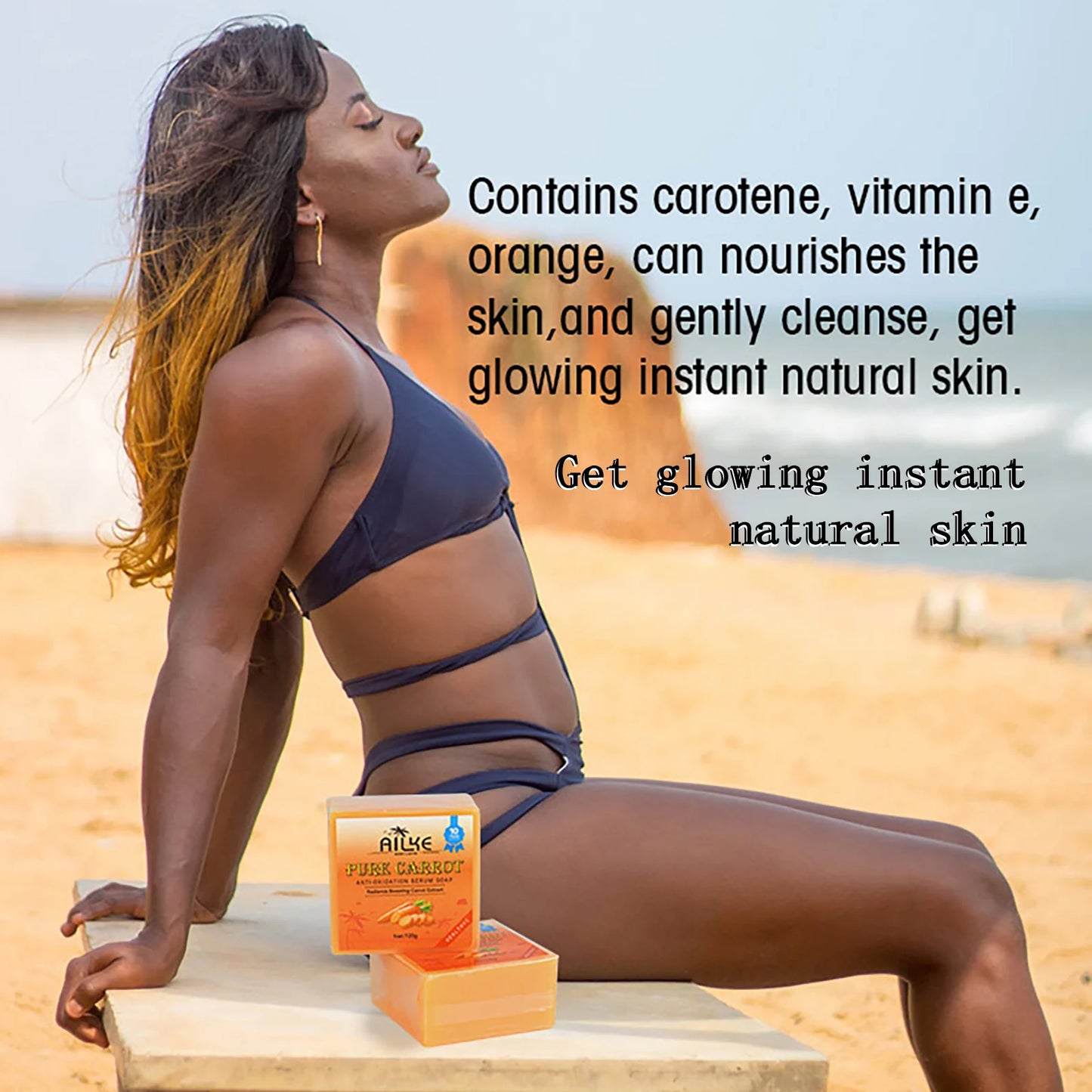Organic Brightening Soap, with Carrot, Vitamin C&E, Cleaning, Moisturizing, Smooth and Soft Skin, for Face and Body Use