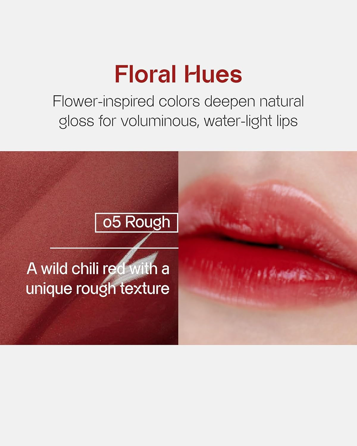 Vegan Serum Lip Tint (05 Rough, 0.21Oz) - Long-Lasting Moisturizing Formula, Lightweight Lip Stain. Korean Makeup Skin Care. Luminous, Hydrated Lips.