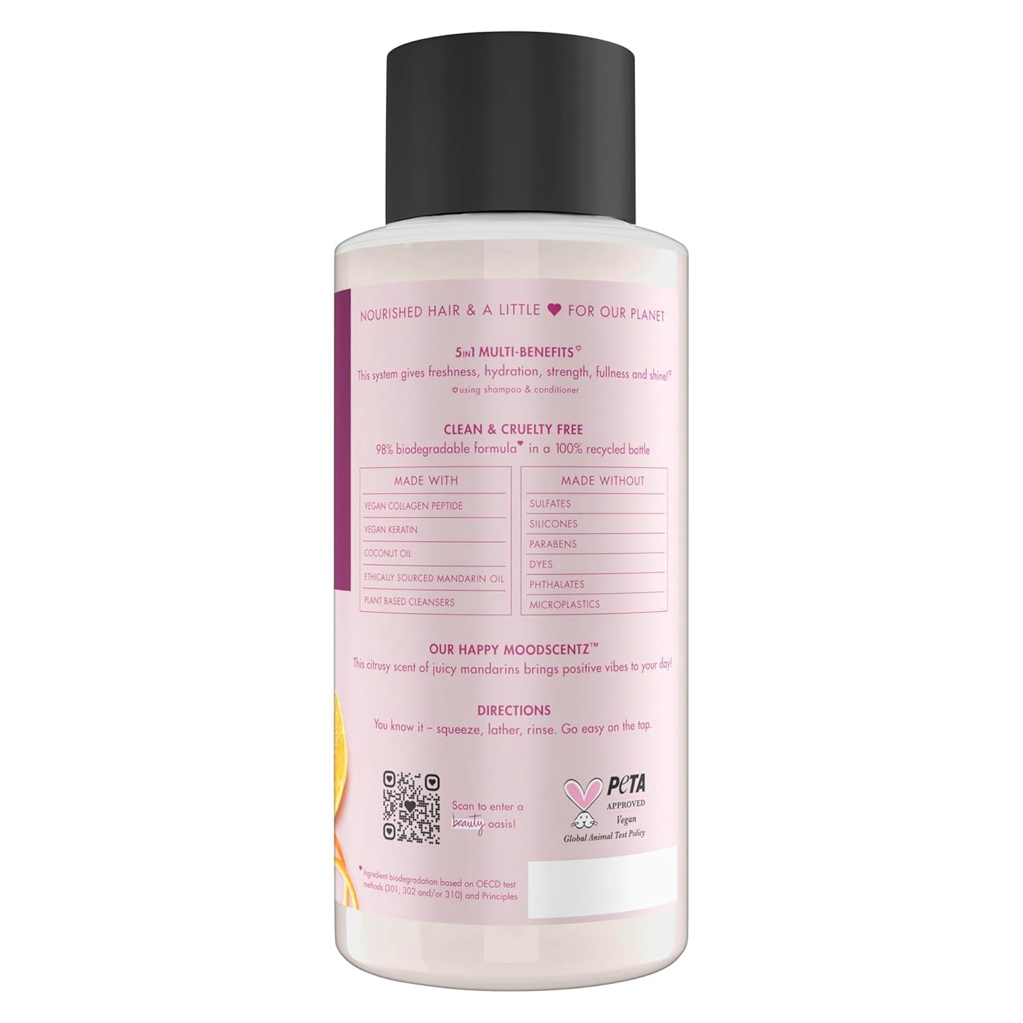 5-In-1 Multi-Benefit Shampoo Vegan Keratin Collagen & Sun-Kissed Mandarin for a Deep Cleanse, Hydration, Strength, Fullness & Shine, 13.5 Oz