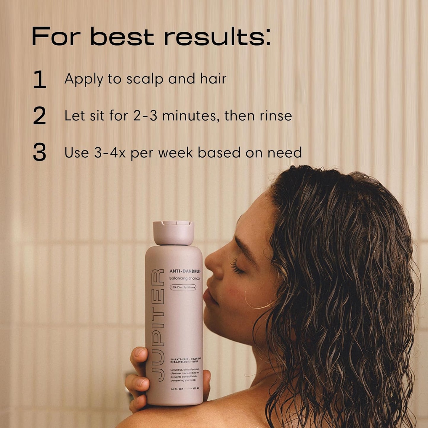 anti Dandruff Shampoo, for Women & Men, Physician-Formulated for Flaky, Itchy, Oily, Dry Scalp, Vegan, Sulfate-Free, Color-Safe, & Paraben-Free, Anti-Dandruff Shampoo with Zinc, 14 Fl Oz