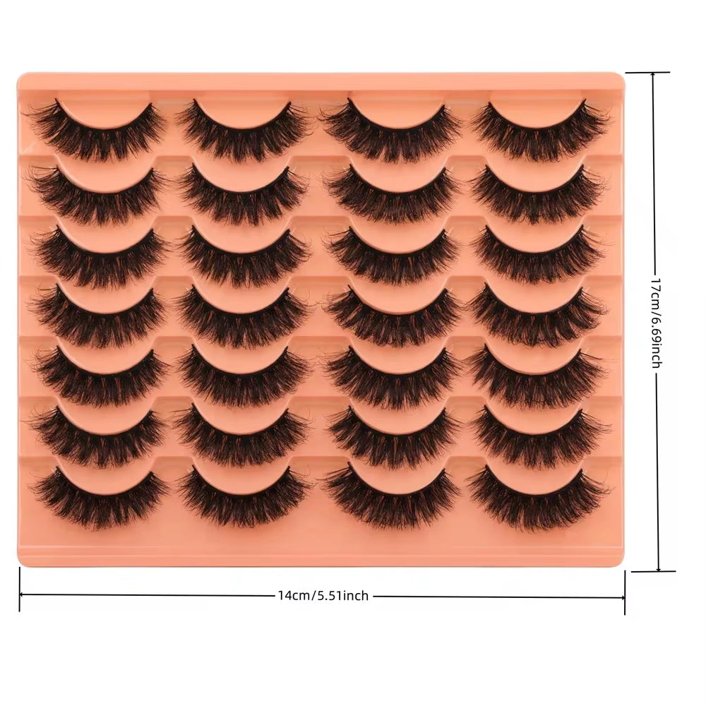 14 Pairs Natural Look False Eyelashes Thick Fluffy Faux Mink Lashes Pack Cat Eye Lashes That Look like Extensions Black