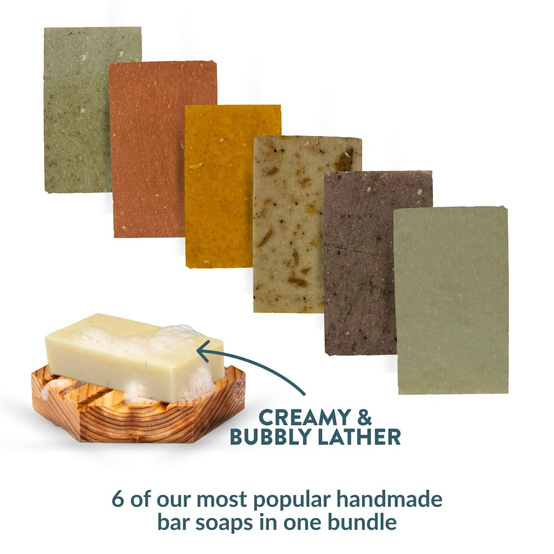 Crate 61, Handmade in Canada, Plant Based Cold Process Natural Bar Soap, with Premium Essential Oils, Dry Skin, Pack of 6 (Most Popular)