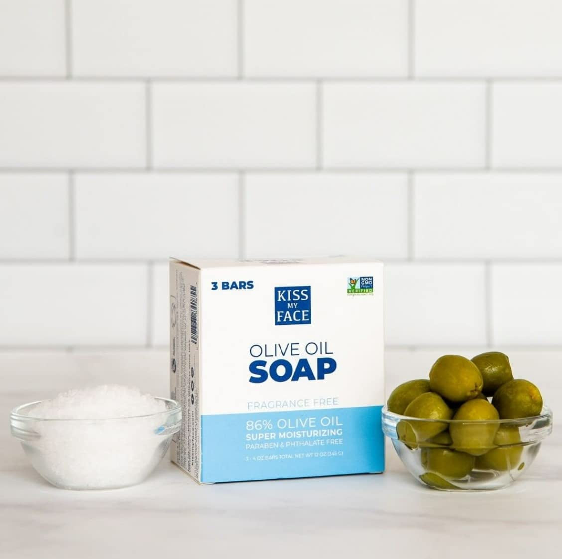 Olive Oil Fragrance Free Bar Soap, Moisturizing Bar Soap, Cruelty Free Vegan Soap, Palm Oil Free, 4 Oz - 3 Count (Pack of 1)