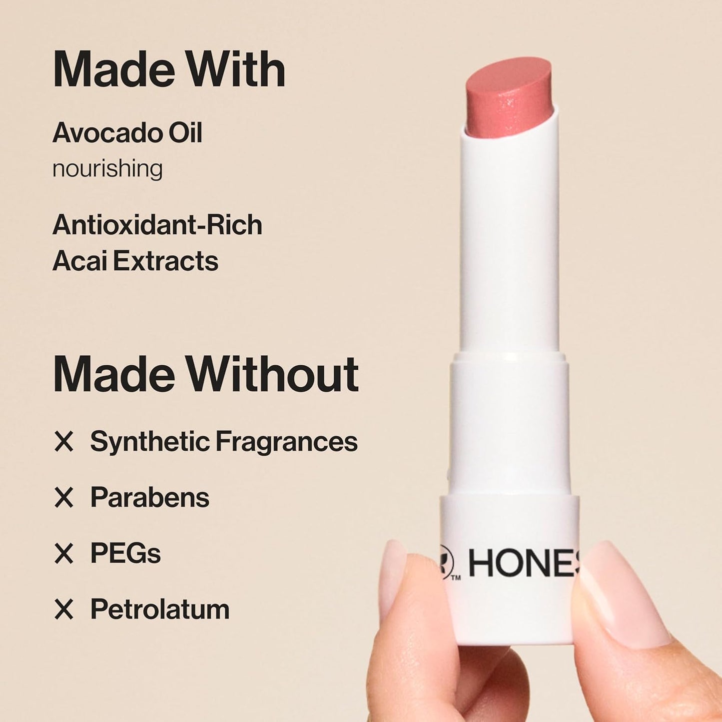 Moisturizing Vegan Tinted Lip Balm | Antioxidant-Rich Acai Extracts + Avocado Oil | Paraben Free + Cruelty Free | Summer Melon