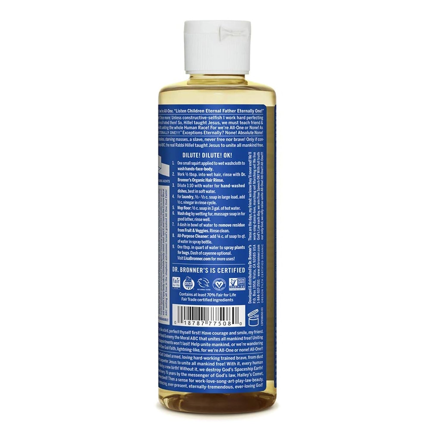 - Pure-Castile Liquid Soap (Peppermint, 8 Ounce) - Made with Organic Oils, 18-In-1 Uses: Face, Body, Hair, Laundry, Pets and Dishes, Concentrated, Vegan, Non-Gmo