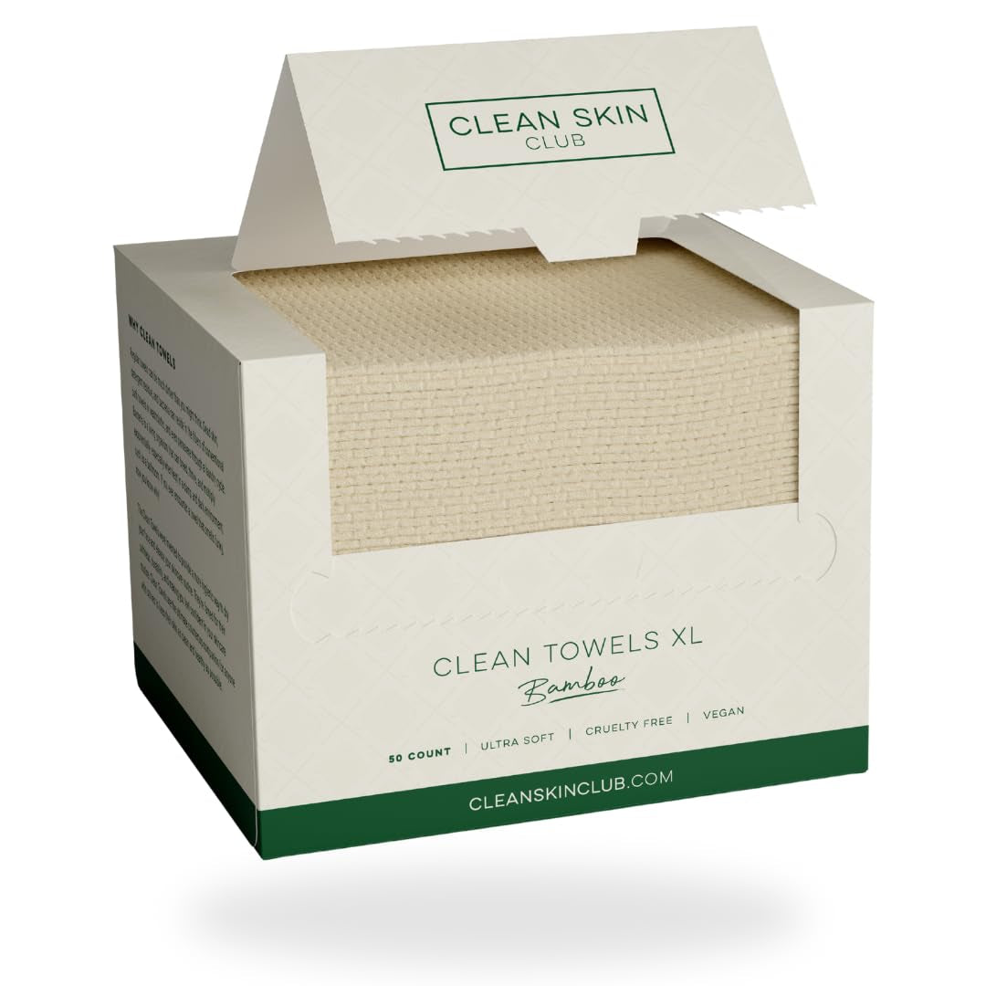 Bamboo Viscose Clean Towels XL™, 100% USDA Biobased Face Towel, Disposable Face Towelette, Makeup Remover Dry Wipes, Ultra Soft, 50 Ct, 1 Pack