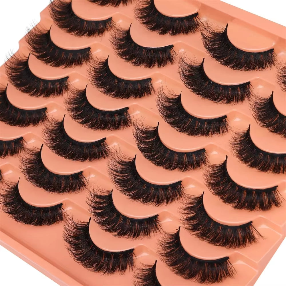 14 Pairs Natural Look False Eyelashes Thick Fluffy Faux Mink Lashes Pack Cat Eye Lashes That Look like Extensions Black