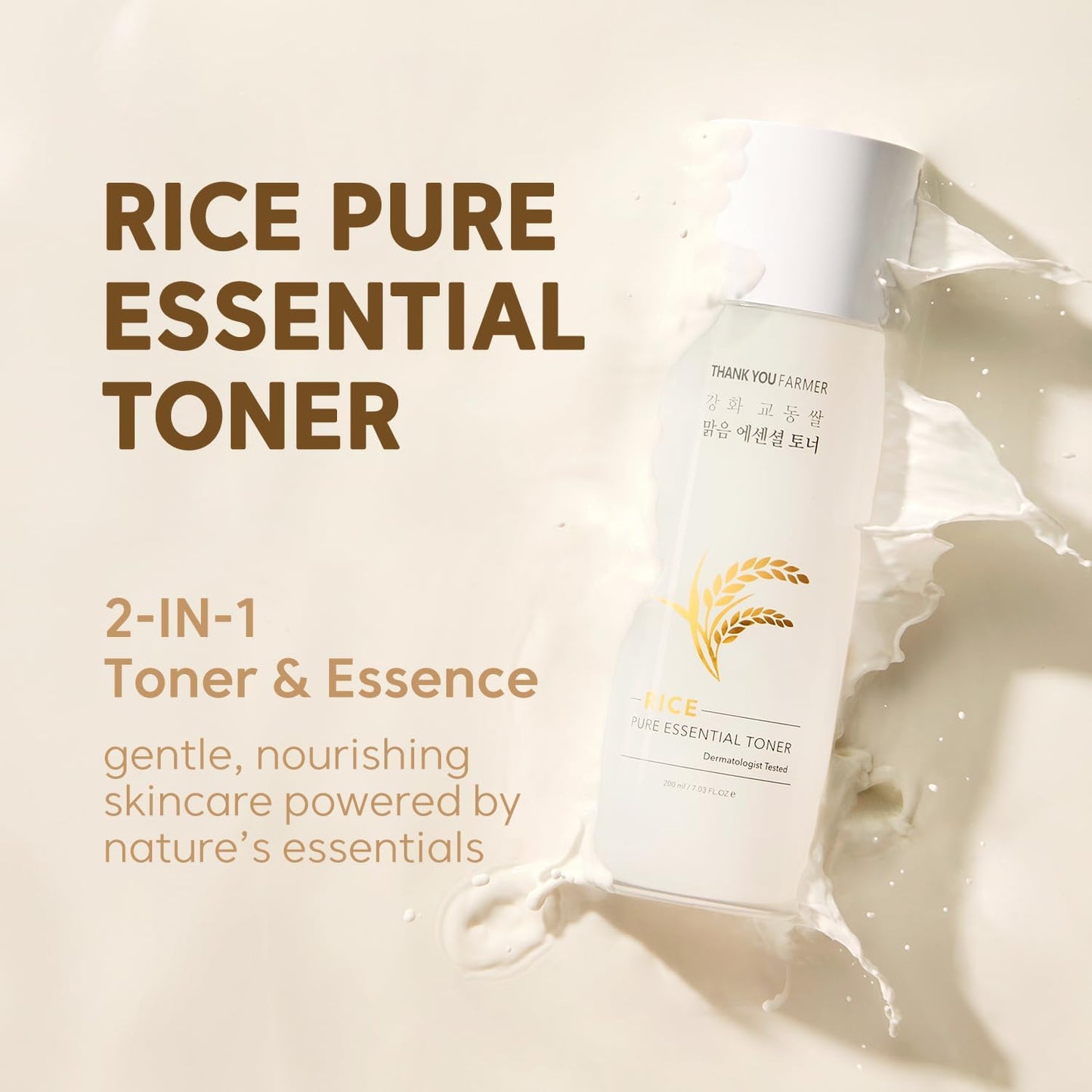 Rice Pure Toner – Hydrating K-Beauty Face Milk with Niacinamide & Centella – Vegan Korean Skincare for Men & Women, All Ages – Natural Toner for Dry, Sensitive Skin (7.03 Oz)