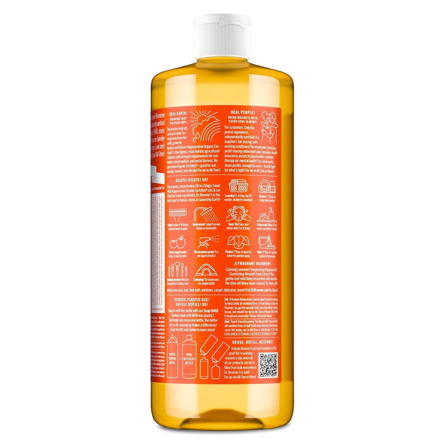 Magic Soap-Pure-Castile Liquid Soap (Tea Tree, 32 Ounce, 2-Pack)-Regenerative Organic Certified Oils, 18-In-1 Uses: Body, Hair, Laundry, Pets & Dishes, Concentrated, Vegan, Non-Gmo