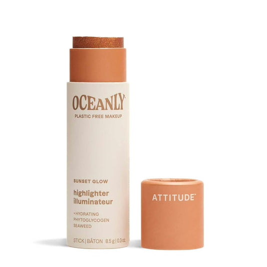 Oceanly Lightweight Highlighter Stick, Titanium Dioxide-Free, EWG Verified, Plastic-Free, Vegan & Cruelty-Free Makeup, Sunset Glow, 0.3 Ounces