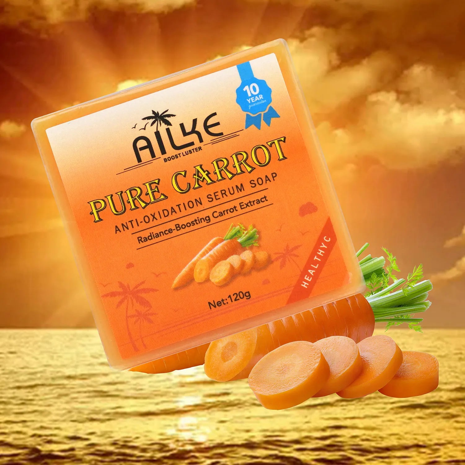 Organic Brightening Soap, with Carrot, Vitamin C&E, Cleaning, Moisturizing, Smooth and Soft Skin, for Face and Body Use