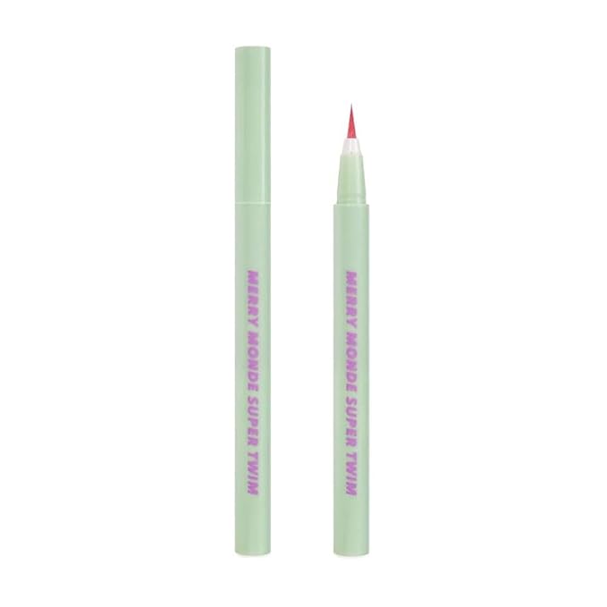 Merrymonde Super Twim Long Lasting Eyeliner - Vegan Easy Ultra-Fine Felt Tip Pen Liquid, Korean, Kbeauty Waterproof Mechanical Multicolor Eye Liner Makeup (04 Salmon Pink)
