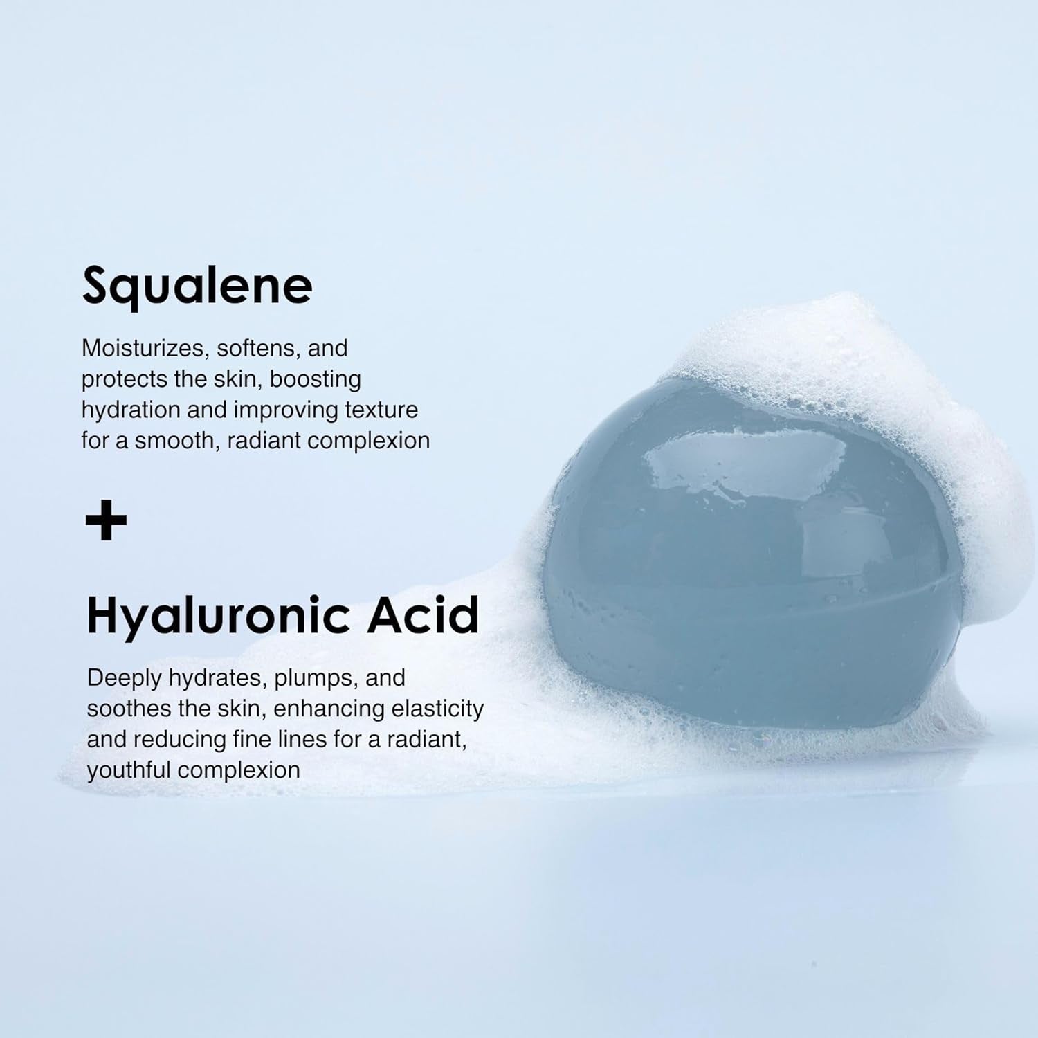 Be Bare Jelly Ball Cleanser, Daily Face Wash Korean Skin Care Cleanser Ball for Dry Skin with Squalane & Hyaluronic Acid for Skin Hydration and Moisturizing - Fresh Aqua (1.41Oz)