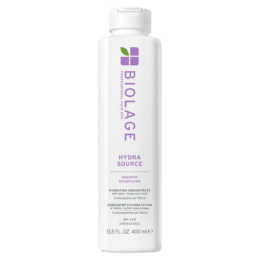 Biolage Hydra Source Shampoo - Softens & Adds Shine, for Dry Hair, Infused with Micro-Filtered Aloe Vera & Fermented Hyaluronic Acid, Vegan & Paraben-Free, Packaging May Vary